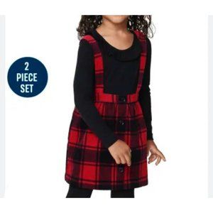 The Children's Place Ruffle Top Plaid Buffalo Pinafore Red 2PC NWT 4T